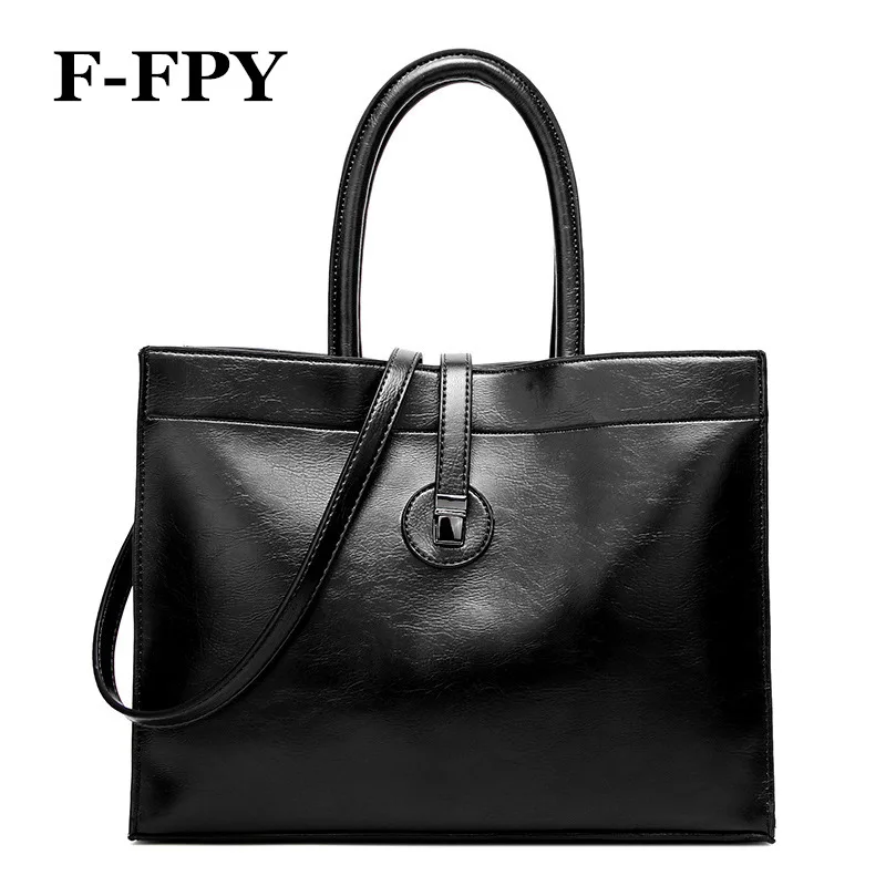 

Luxury Brand Designer Women Handbags Large Capacity Office Ladies Top Handle Bag Quality Oil Wax Female Shoulder Bag Totes Purse