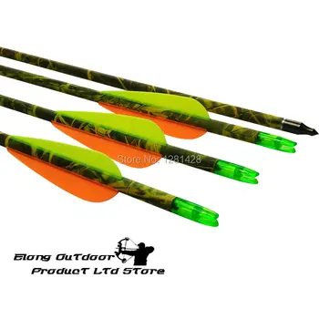 

12Pcs Camo Carbon Arrow 30" Spine 400 Insert Screw Point Archery Bow Recurve Compound Hunting Shooting Outdoor Free Shipping