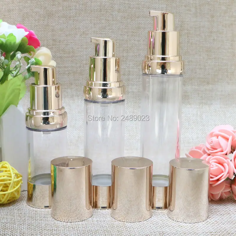 

20ml 30ml 40ml Gold Airless Bottle Vacuum Pump Lotion Cosmetic Container Used For Travel Refillable Bottles 10pcs/lot