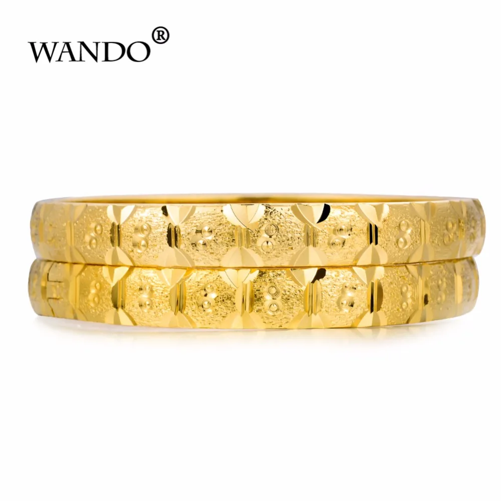 WANDO 2 шт./лот золотые браслеты для женщин из Дубая африканские эфиопские ювелирные