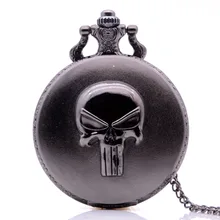 Ретро Винтаж Каратель Череп циферблат римские цифры кварцевые карманные часы Analog подвеска Цепочки и ожерелья Для мужчин Для женщин часы Сеть подарков Reloj