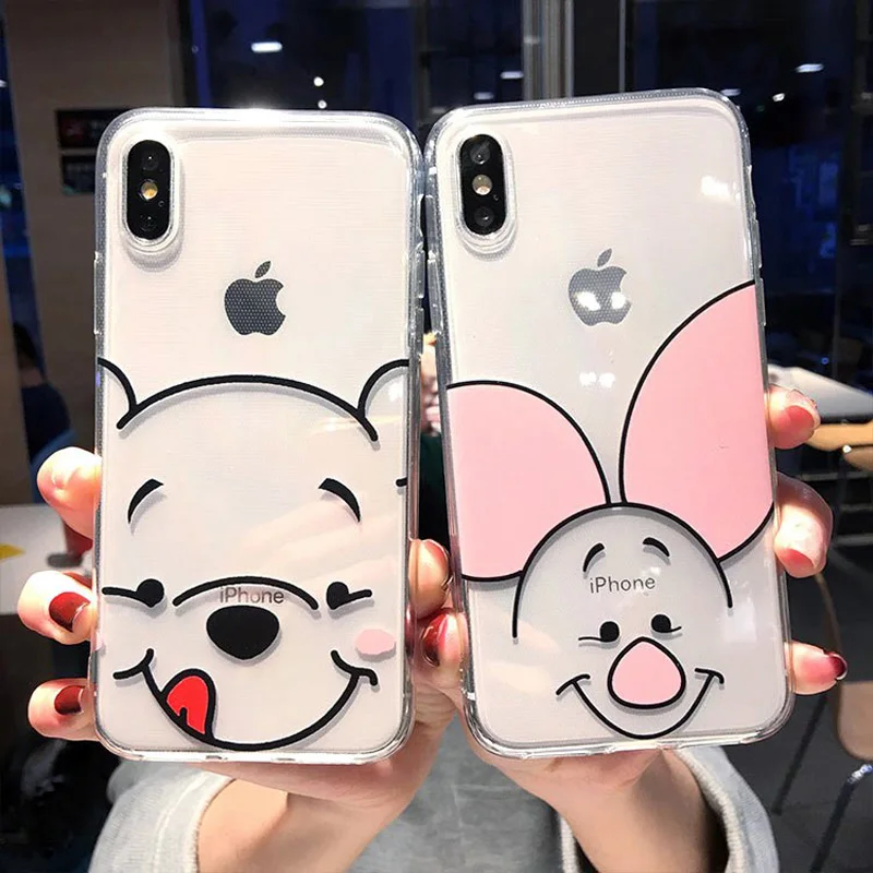 

Cartoon Winnie Pooh Piglet Clear TPU Soft Case For iPhone 7 8 Plus XS Max XR 6 6s X Case Cover For iPhone XS 8 7 Cute Funny Case