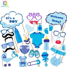 Это мальчик ребенок душ вечеринка для мальчика день рождение аксессуары Принадлежности пол раскрыть фото стенд реквизит на палочке DIY наборы подарки синий