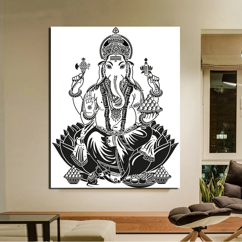 

Lord Ganesha Black And White Canvas Painting Posters Prints Marble Wall Art Painting Decorative Picture Modern Home Decoration