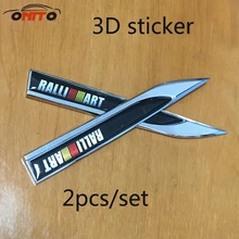 2 шт./компл. RALLIART логотип черный металл 3D наклейка значок эмблема на крыло автомобиля боковой нож наклейка украшение двери автомобиля для Mitsubishi