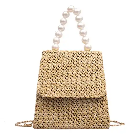 Women Pearl Straw Handbags 3 Colors Small Chain Belt Summer Beach Bags Brand Designer Whole