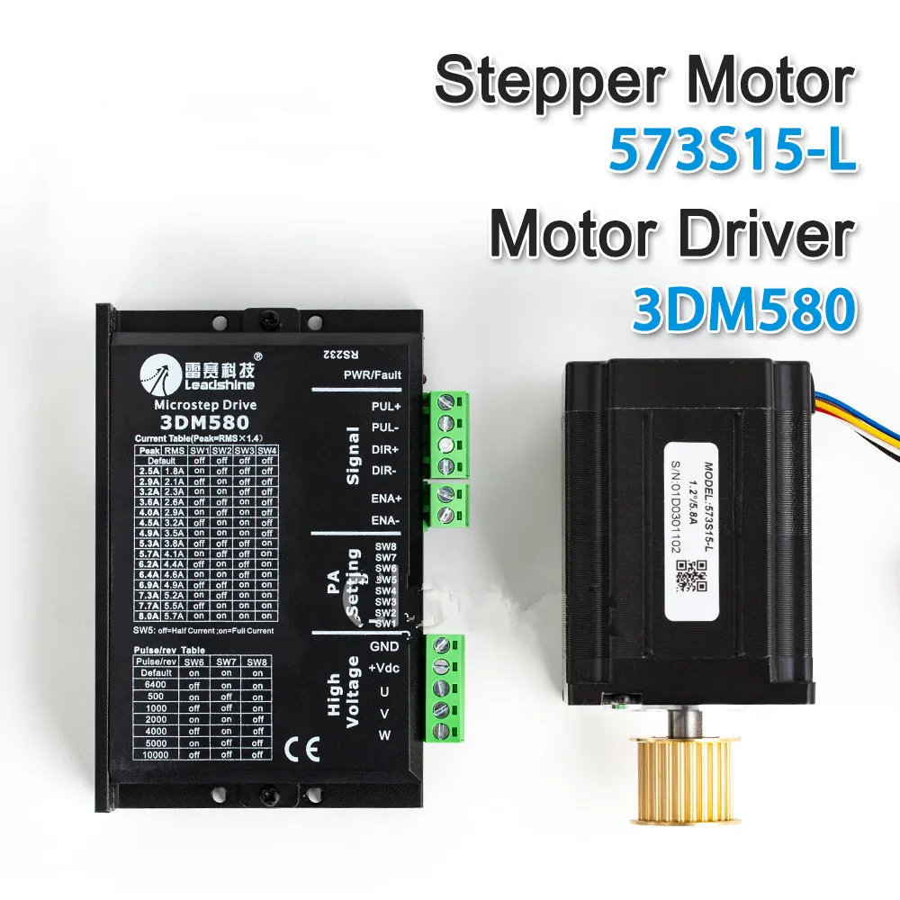 Leadshine 3 Phase Stepper Motor 573S15 L+ Stepper Driver 3DM580 for CO2