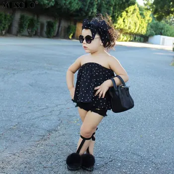 

Children's suit 2019 summer new European and American girl one shoulder short sleeve denim shorts two-piece children's suit