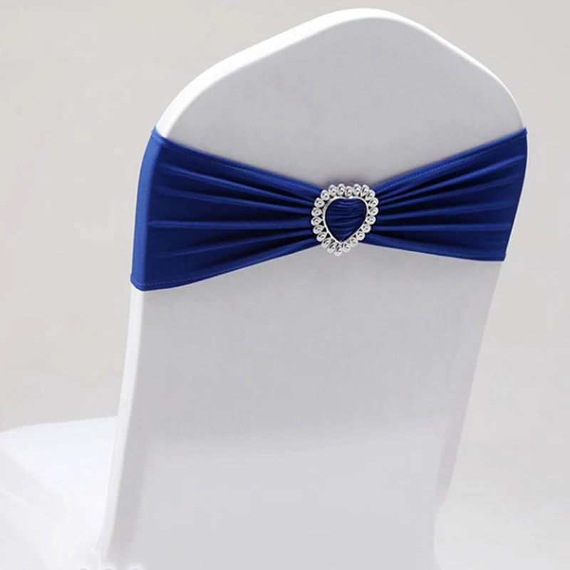 Королевский синий спандексный пояс с сердечком Пряжка Универсальный лайкра ремень для стула Свадебные украшения лайкра ведущий узел