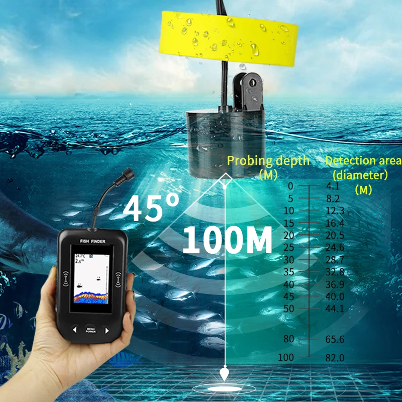 Erchang XF02 C Портативный Рыболокаторы 9 м кабель Рыбалка Sonar сигнализации 0 6 100 эхолот