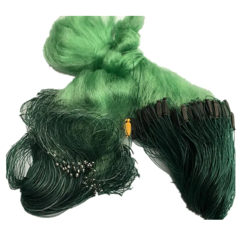 POUI COME DREAM H1m L90m 3cm mesh monofilament nylon fishing net 3layer green fishing network gill net fishing trap rede outdoor