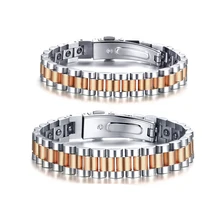 Vinterly пара браслетов для мужчин и женщин из нержавеющей стали розового золота цвета энергии здоровья браслет гематит панк Голограмма браслеты для женщин