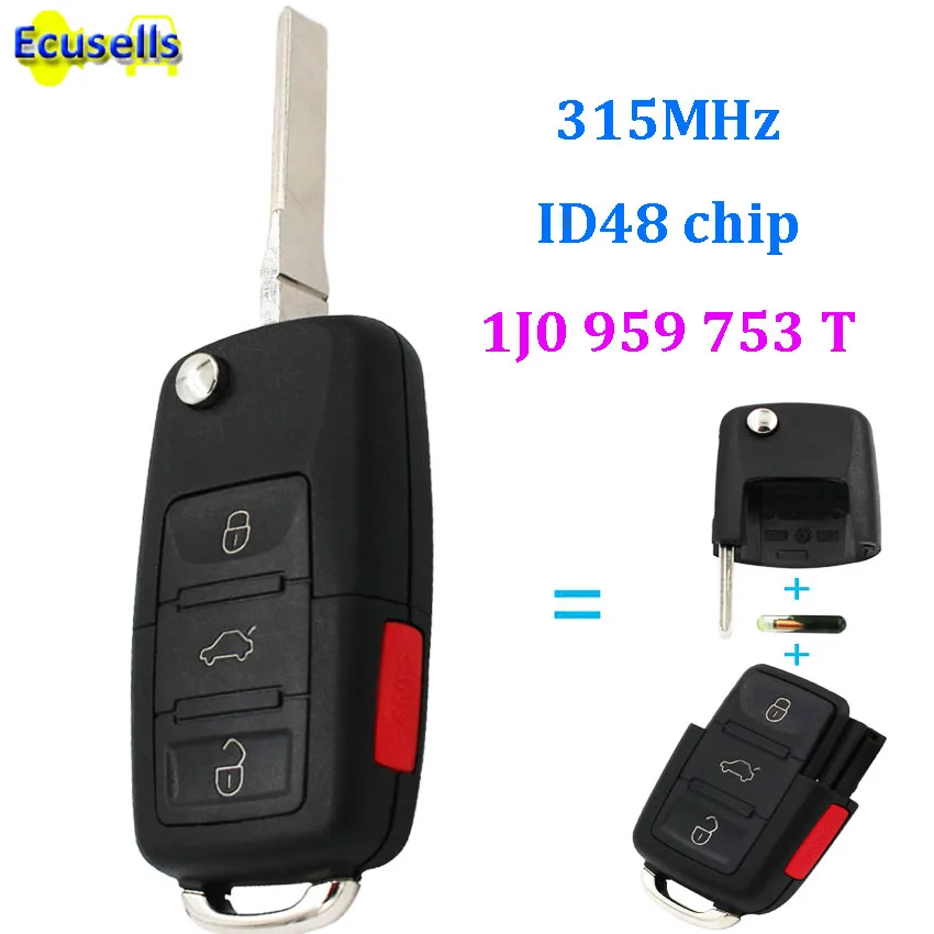 1J0 959 753 T 1J0959753T Flip Keyless Entry Remote key fob For