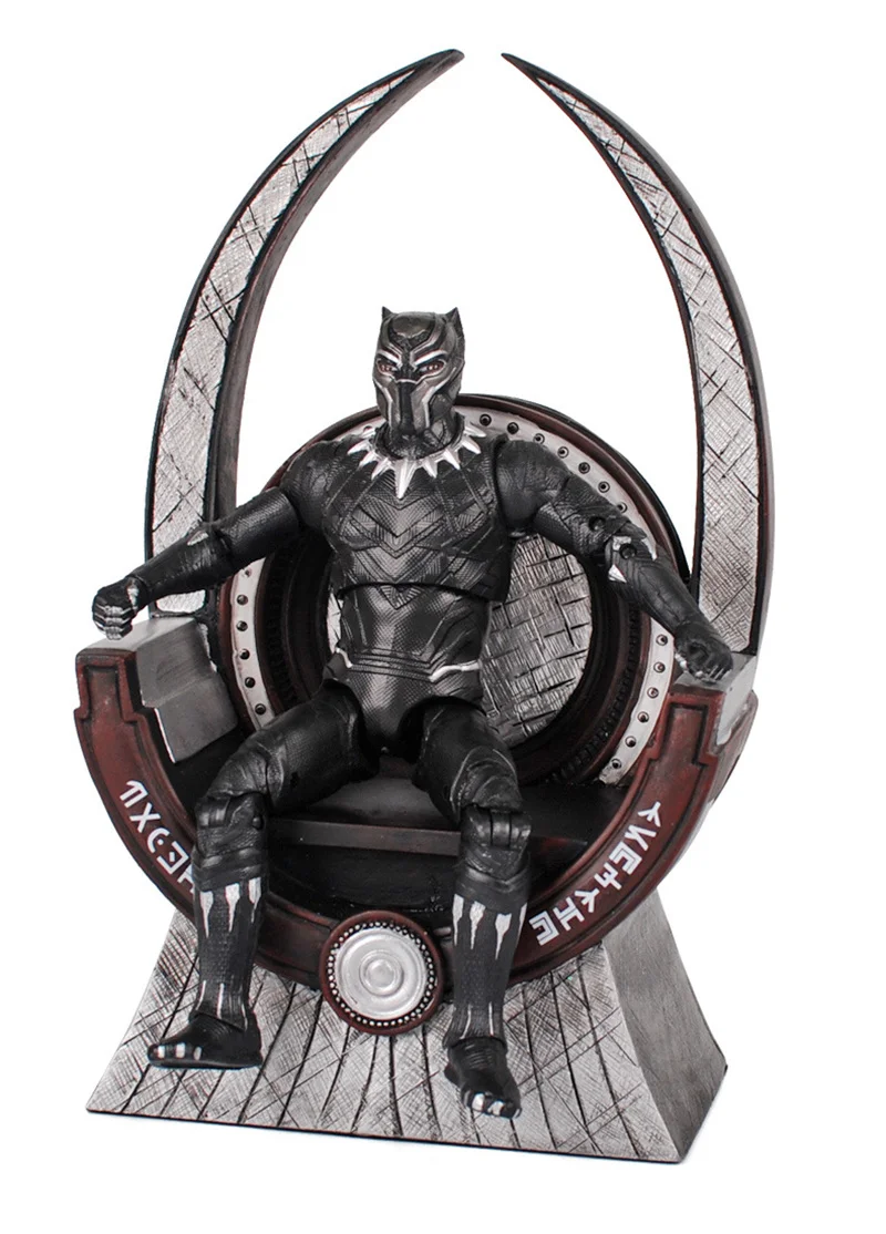 

[Top] 22cm Iron Throne of Marvel Avengers Black Panther Statue Resin Action Figure model collection Toy decoration toy kids gift