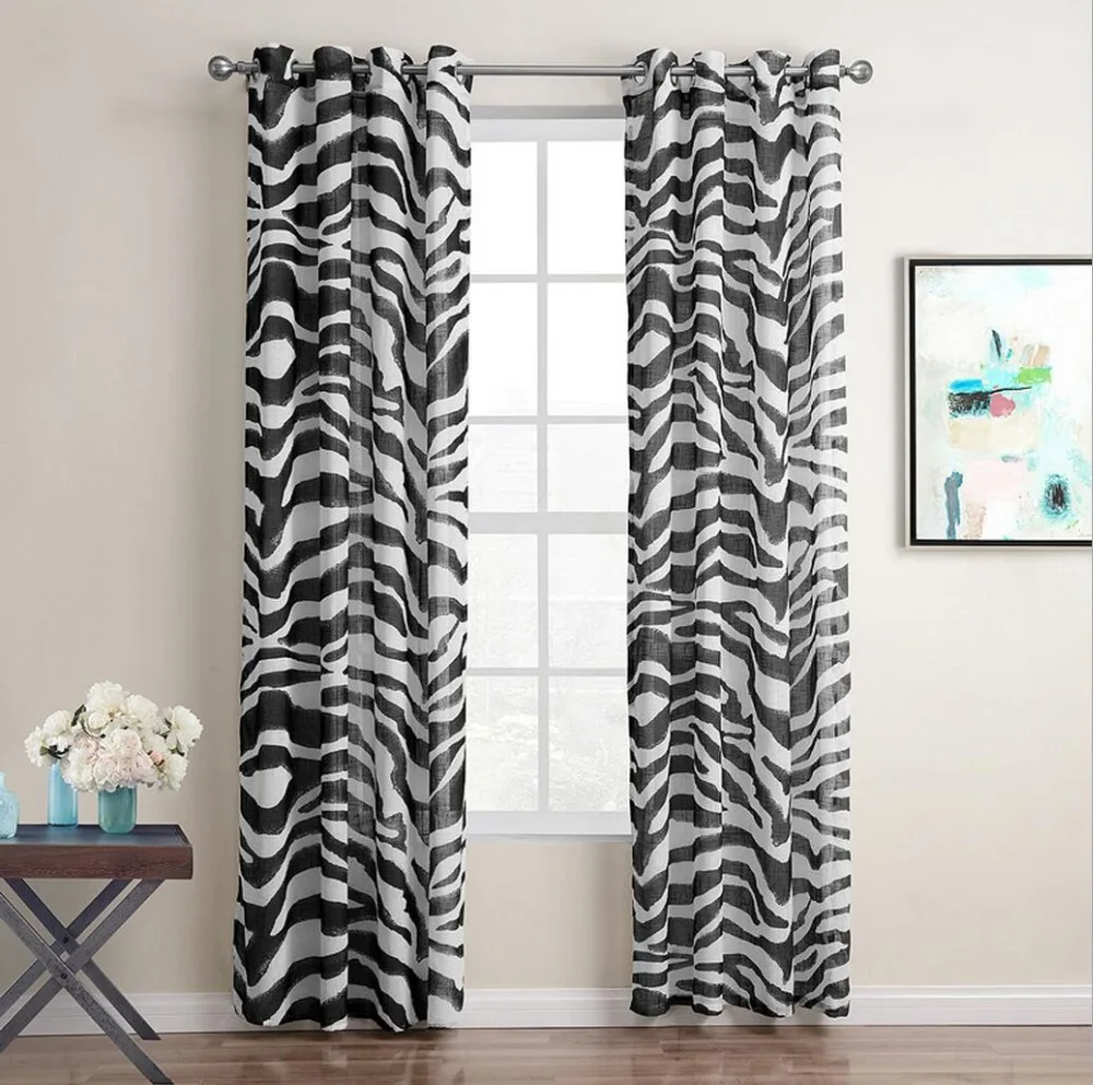 Online Get Zebra Curtains For Bedroom Aliexpress Sunnyrain 1 Piece Zebra Stripe Sheer Curtain For Living Room Window Bedroom Drape