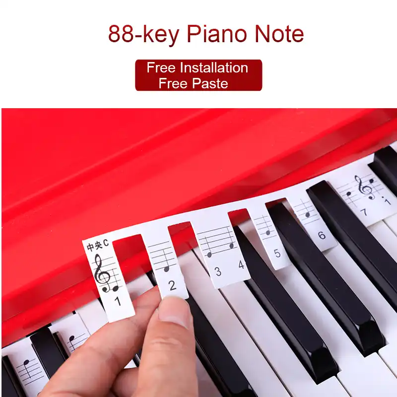 Negro Pegatinas para pianos o teclados,Pegatinas para teclados,Etiqueta engomada del teclado de piano,Pegatina Teclado Electr/ónico para 37//49//54//61//88 Teclas.