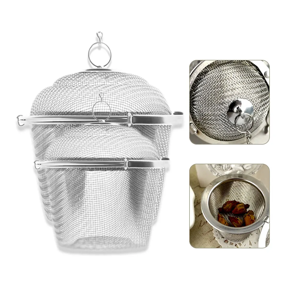 

45/55mm Stainless Steel Tea Infuser Locking Spice Tea Strainer Reusable Mesh Tea Ball Filter Loose Tea Spice Strainer