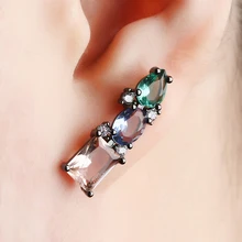 Новинка, Модная медная серьга с разноцветным кубическим цирконием ААА, модные ювелирные украшения, вечерние серьги, подарок для женщин