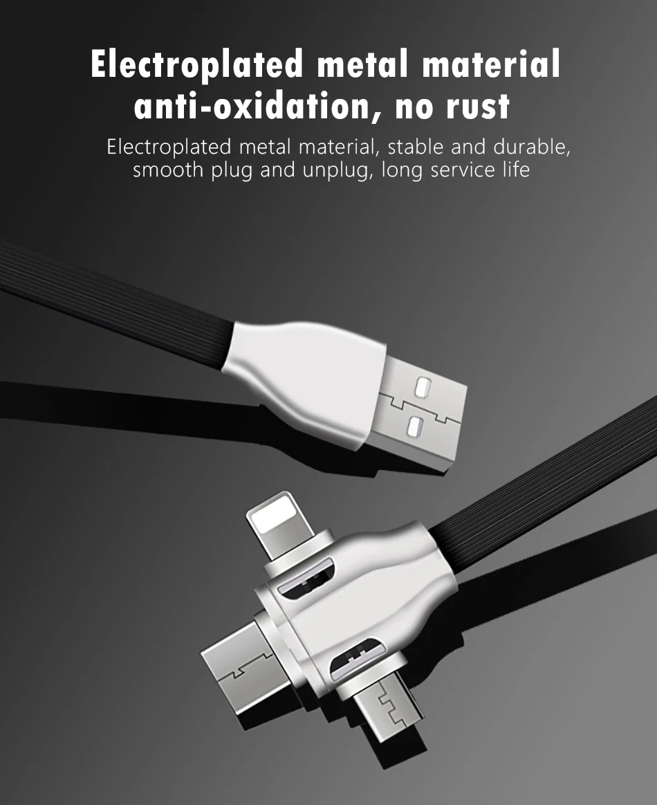 NOHON 3 in 1 USB Cable 8 Pin Micro USB Type C Cable For iPhone 8 7 Plus X XS MAX XR Fast Charging For Samsung Android Phone Cord (4)