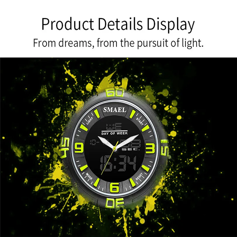 SMAEL Men's Watches Dual Time Camouflage Sport Watch LED Digital Watch New Fashion Digital Quartz For Sport Man #4m19 (6)