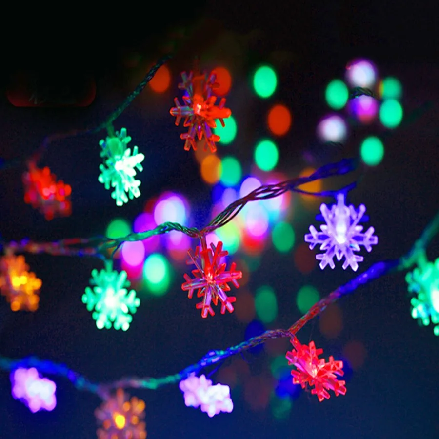 

100pcs 10M leds Light Snow Flake AC110V 220V String Fairy Lights Garland String Lighting Christmas Holiday Wedding Party CA84