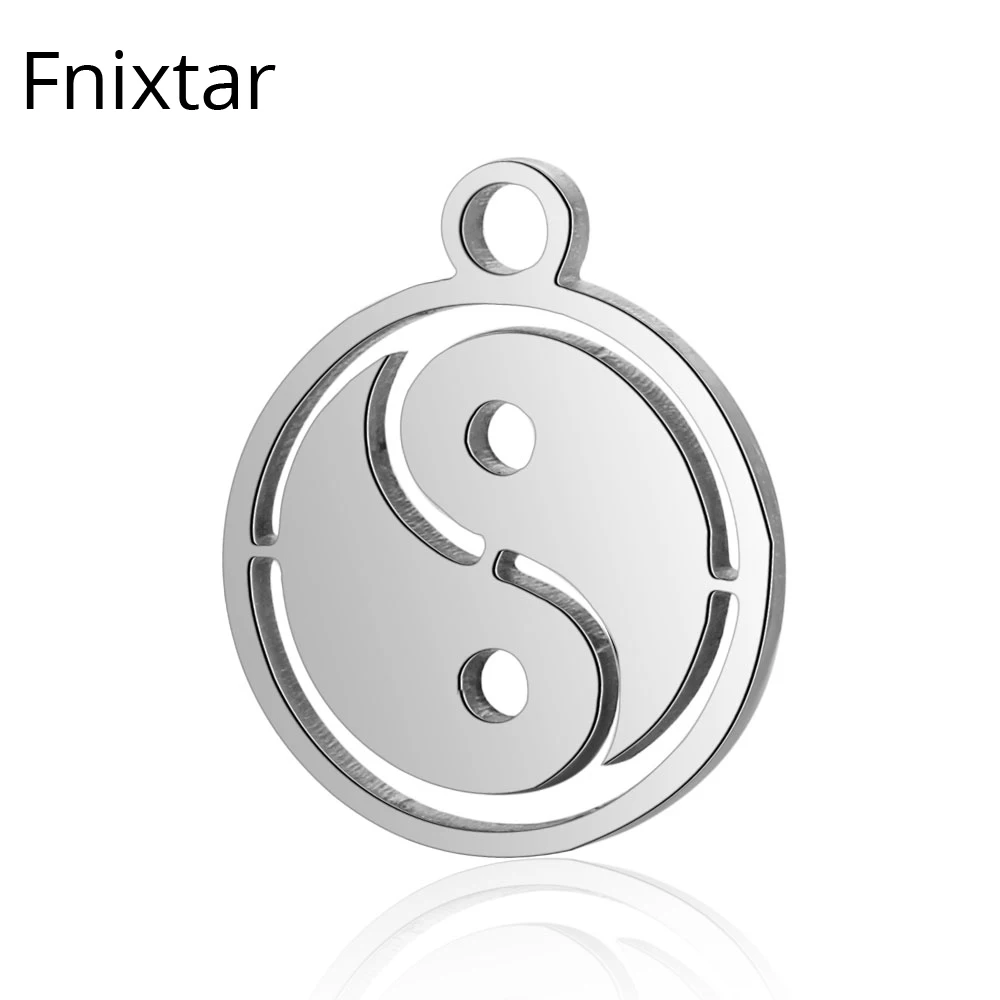 

Fnixtar 12*14mm Stainless Steel Metal Charms Pendant For Women Bracelet Hollow Round Charms Polished Jewelry Making 20pcs/lot