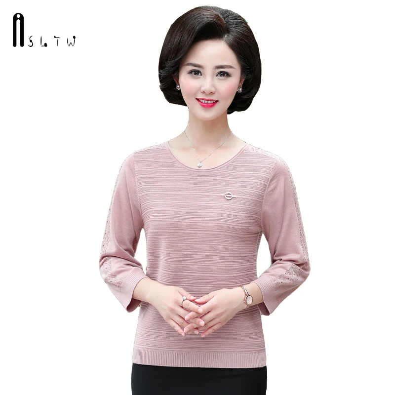 

ASLTW Sweater Women New Autumn Half Sleeve Solid Jumper Tops Harajuku Plus Size Spring Thin Knitted Shirt Women