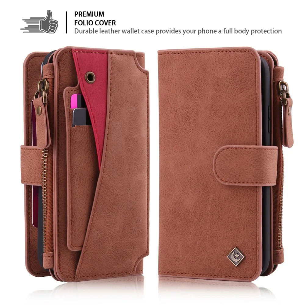 

For iPhoneX Leather Mobile Phone Shell Wallet Case Card Bag Multi-function 2 in 1 cellphone cover for Iphone X Devices colorful