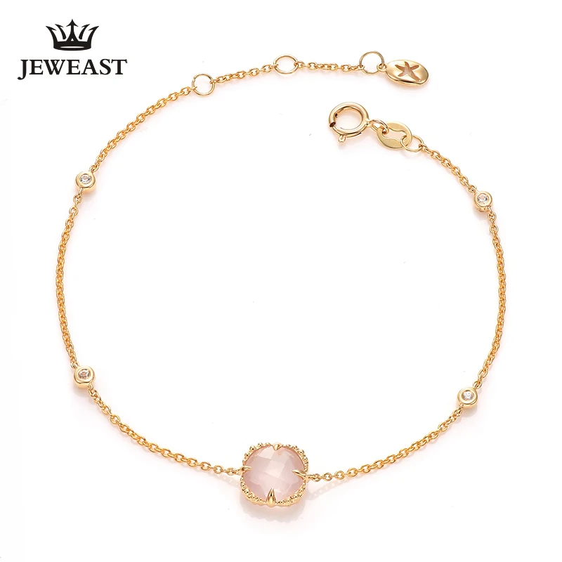 

Natural Furong stone 18k Pure Gold Female Bracelets Fine Jewelry Gift Girl Thin Trendy Solid 750 Real Bangle Party Good Nice