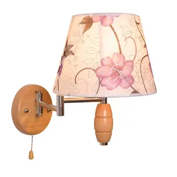 

2017 European craft glass and rubber wood products professional art cloth lampshade China Post free mail home wall lamp