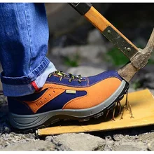 Мужская Рабочая безопасная обувь с стальным носком, теплые дышащие мужские повседневные ботинки, прокалывающая рабочая обувь, мужские больших размеров