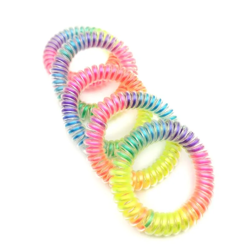 5pcs Lot Shiny Rainbow Telephone Cord Hair Ponies Elastic Hair Bands Girls Hair Accessories Rubber Band Hair Ties Women S Hair Accessories Aliexpress