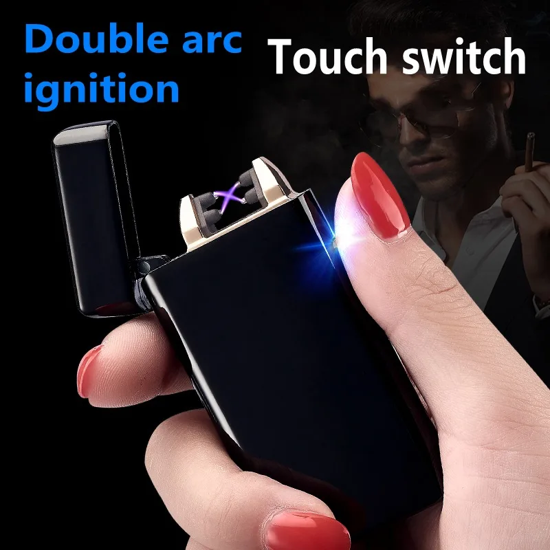 Плазменная Зажигалка USB двойной дуги электрическая зажигалка ветрозащитный