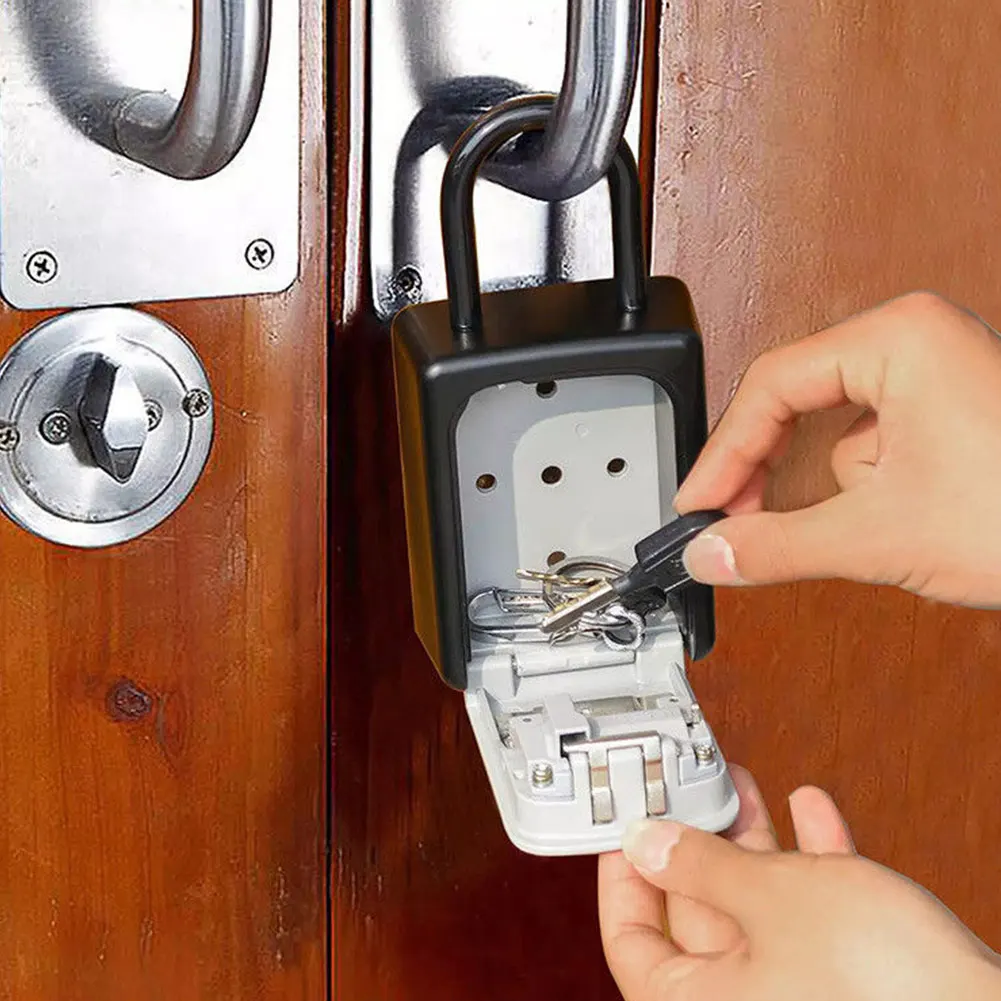 

4-Digit Combination Lock Key Safe Storage Box Padlock Security Home Outdoor Supplies QF66