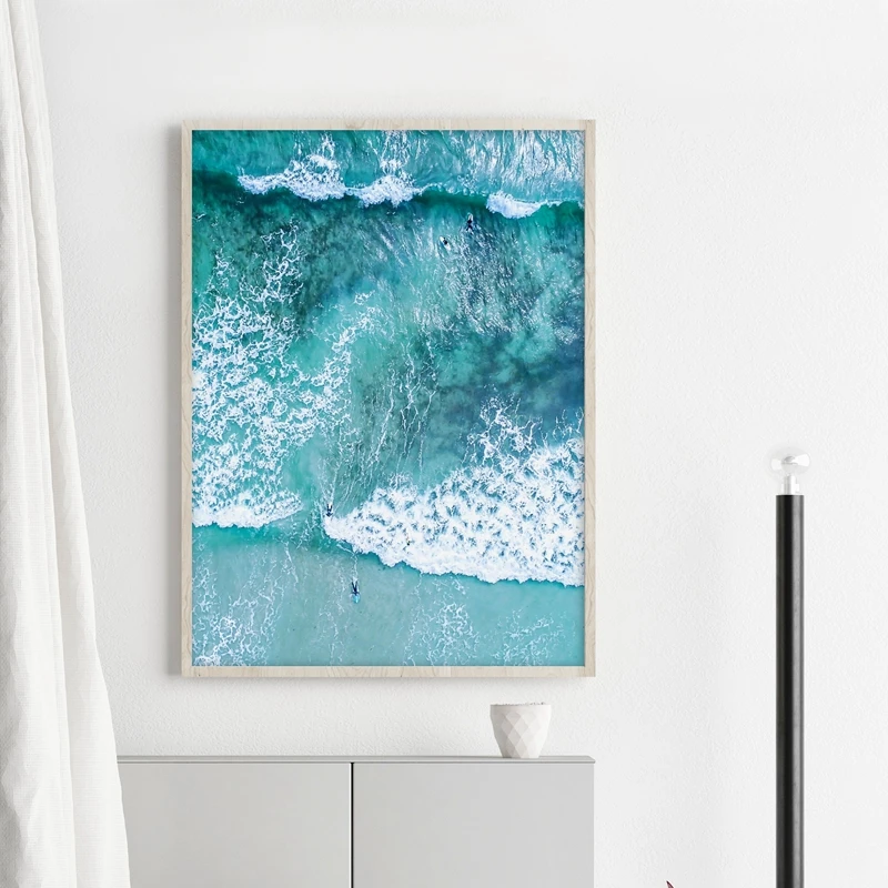 Океанская волна, настенная живопись на холсте, для пляжа, серфинга, воздушные принты, скандинавские плакаты, Современный Пляжный Пейзаж, картина для декора гостиной