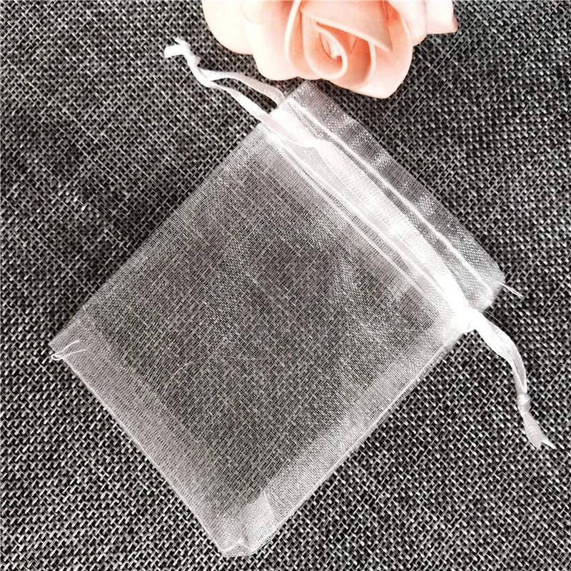 50 шт в наборе, сумка из ткани «органза» драже сумки Свадебные украшения подарочных пакетов свадебные принадлежности однотонные мешки упаковки Подарочная коробка 6X8 см 5z - Цвет: white