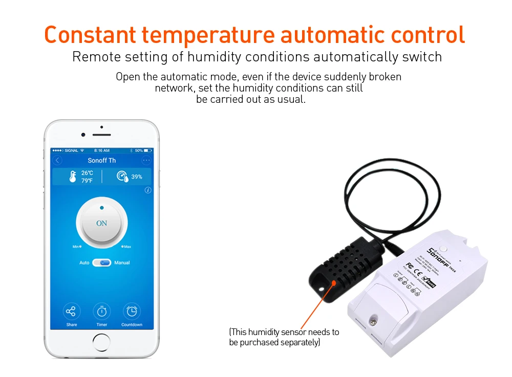 Sonoff TH10 TH16 wifi переключатель DS18B20 Водонепроницаемый датчик температуры wifi Пульт дистанционного управления для Модуль Автоматизации умного дома 10A 16A