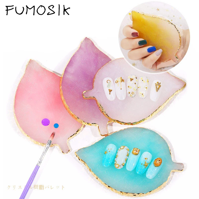 

1PCS Nail Art Palette Hand Practice Display Natural Resin Varnish Board Gel Polish Manicure Tool Nail Art Design