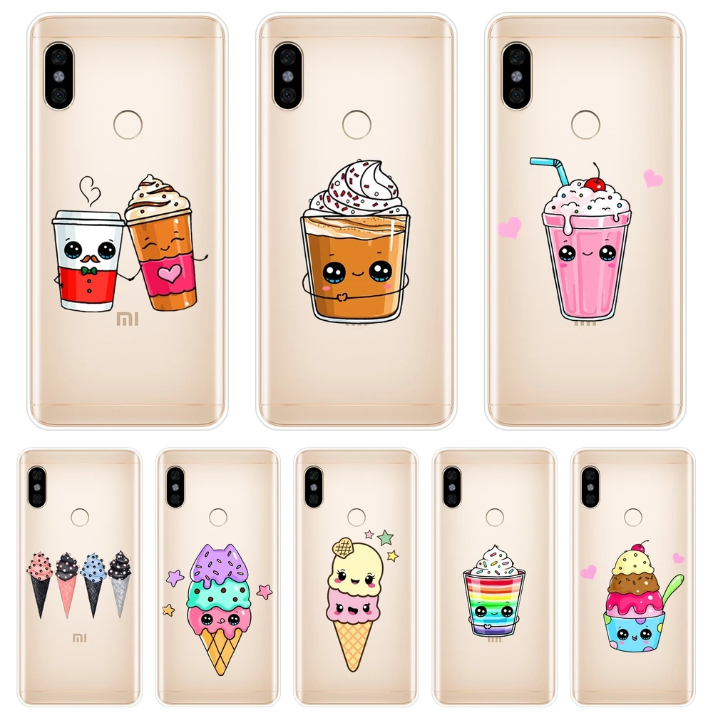 

Back Cover For Xiaomi Redmi Note 6 Pro 5A Prime 5 4 4X Ice Cream Soft Phone Case Silicone For Pocophone F1 Redmi S2 6A 5 Plus 4A
