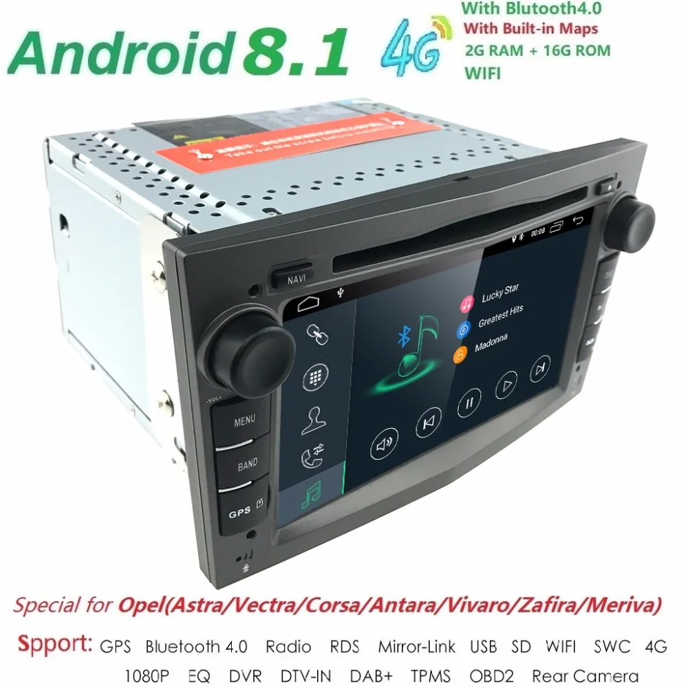 

4Quad Core Android 8.1 2 din Car DVD Stereo for Vauxhall Opel Astra H G Vectra Antara Zafira Corsa GPS Navi Radio 2G+16G 4G DAB+