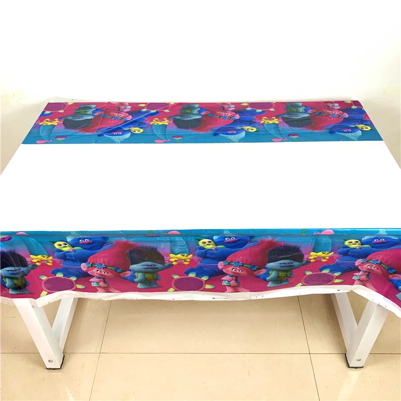 

1Pcs Trolls Cartoon 108*180cm Table Cover Kid Boy Happy Birthday Party Disposable Tablecloth Festival Wedding Table Cover Supply