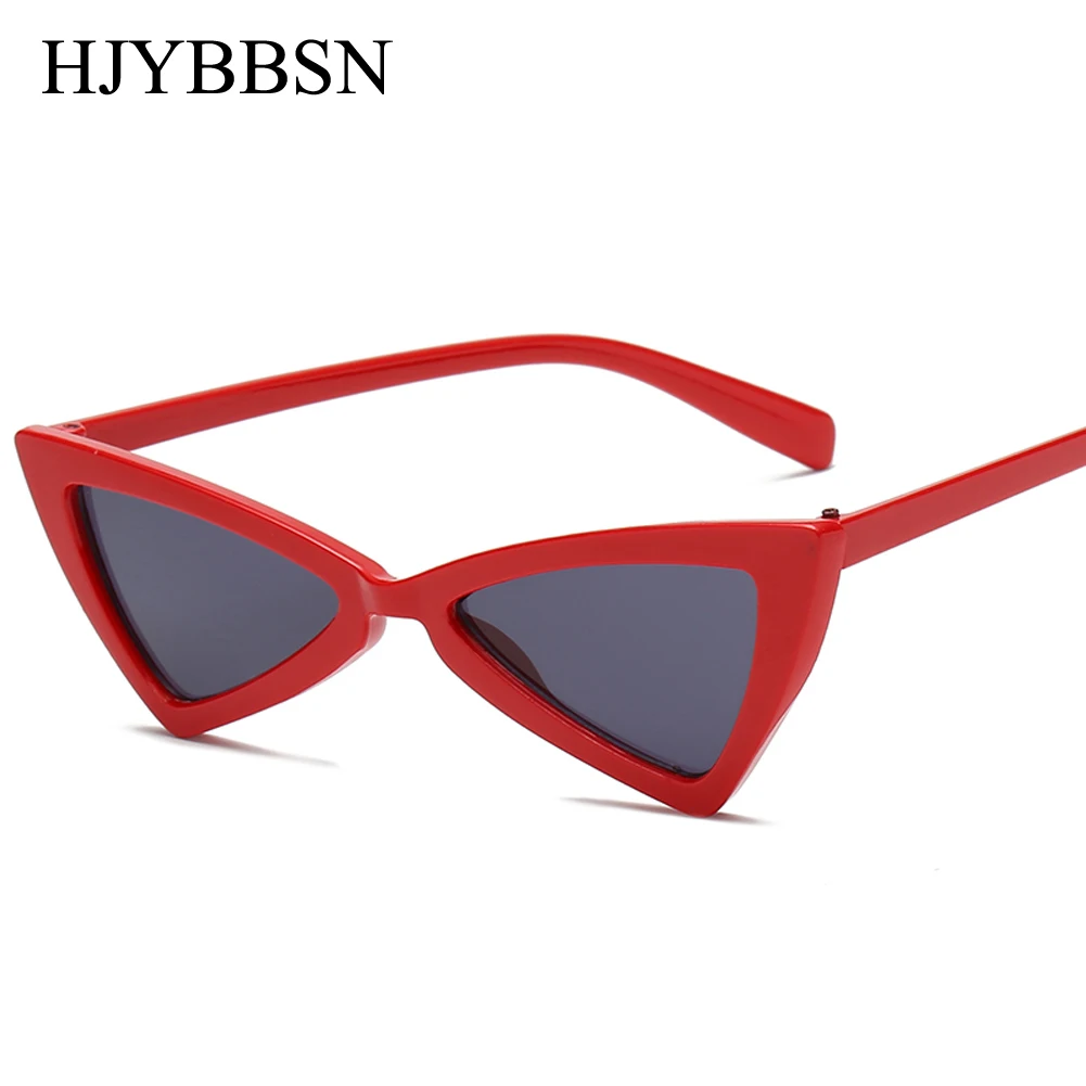 

HJYBBSN 2018 Red Triangle Sunglasses Sexy Women Brand Designer Vintage Cat Eye Ladies Frame Tint Lens Cateye Sun Glasses Shades