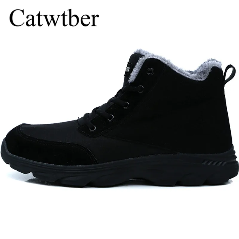 

Catwtber 2018 Winter Fur Men Boots Top Quality Warm Comfortable Men Winter Shoes Natural Leather Snow Boots Plush Outdoor