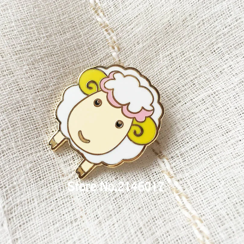 50pcs Hard Enamel Sheep Pins Metal Craft Gift Ram Lovely Animal Goat