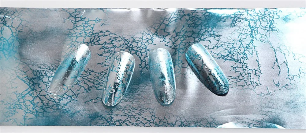 Мраморный стиль синий голографический Серебряный Снежинка Фольга для ногтей s Белый снег Рождественский дизайн ногтей переводная фольга переводная наклейка