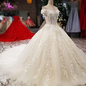 

AIJINGYU 2018 luxury crystal sparkling diamond sexy new hot selling gown v-neck formal bride dresses wedding dress WT116