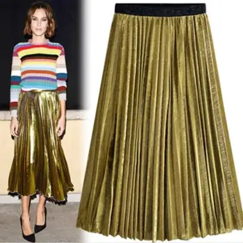 

Plus size 5XL ! New fashion spring Autumn high waist pleated vintag slim Velvet Skirt