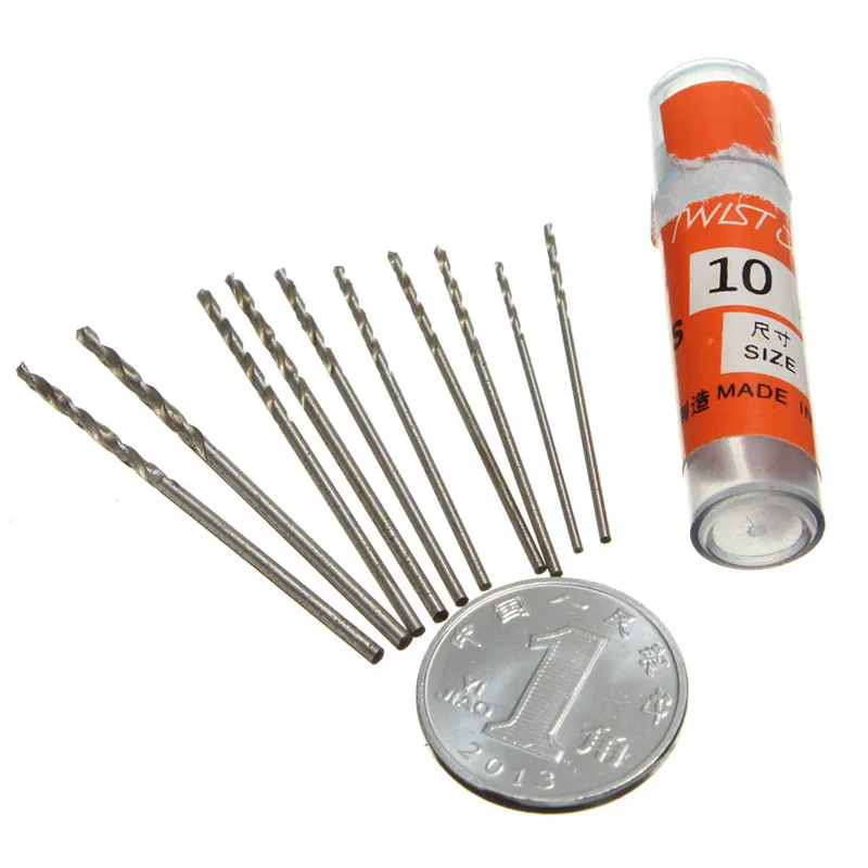 

10Pcs Micro HSS Straight Shank 0.8mm/0.9mm/1.0mm/1.1mm/1.2mm/1.3mm/1.4mm/1.5mm High Speed Steel Mini Twist Drill Bits
