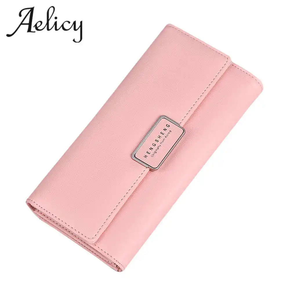 Женский кошелек Aelicy винтажный однотонный с отделением для карт