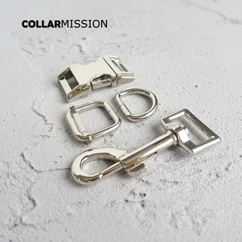 

(metal buckle+adjust buckle+D ring+metal dog clasp/set) DIY dog collar 20mm webbing sewing accessory retailing plated buckle